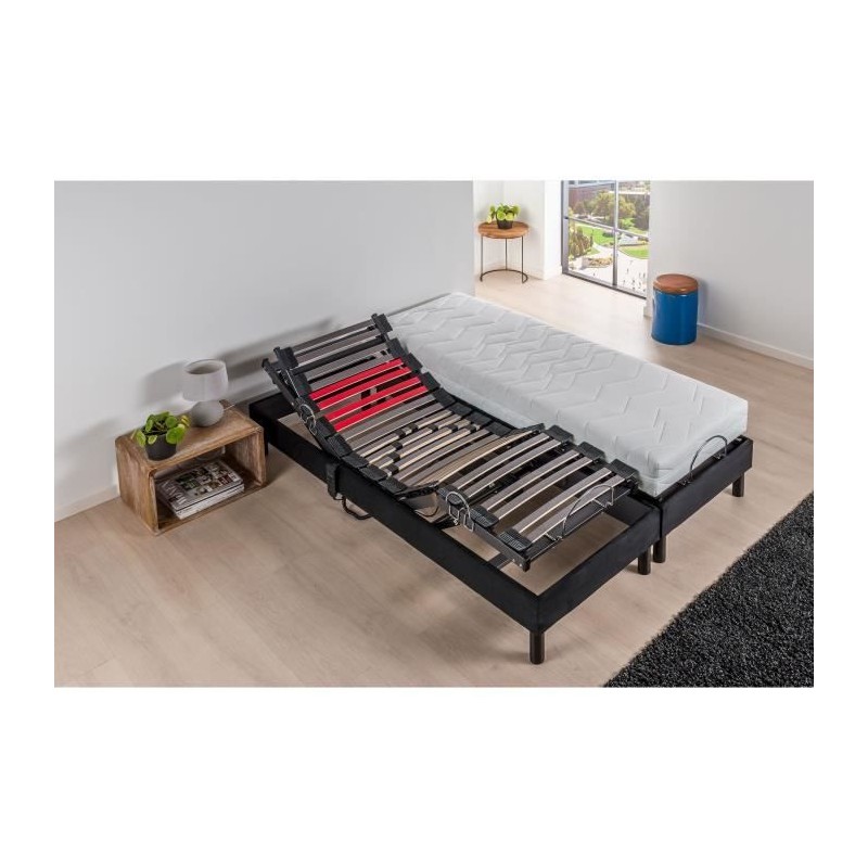 DEKODREAM Ensemble Relaxation Matelas mousse 2x90x200 cm + Sommier TPR