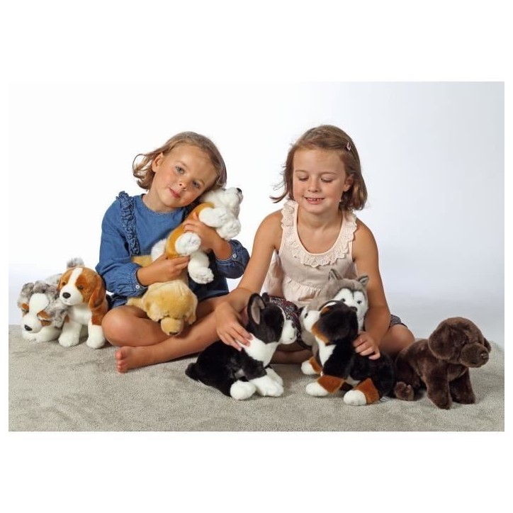 Gipsy Toys - Chien Berger Australien Assis - 25 cm - Blanc - Marron - Gris - Noir