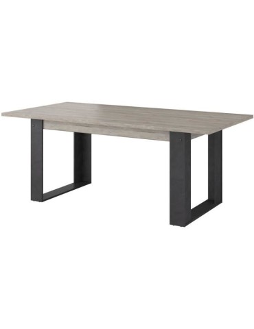 Table a manger rectangulaire CESAR - Décor Noir Chene beige grisé - 6 personnes - industriel - L 200 x P 78 x H 100 cm - PARIS