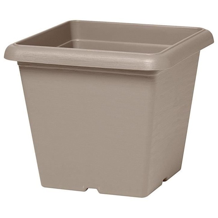 Pot de fleurs carré - GARDEN ID - Teramo Taupe - 40 x 35 cm - Résistant aux Rayures - Effet Pierre - Avec Trous Pot de fleurs carré - GARDEN ID - Teramo Taupe - 40 x 35 cm - Résistant aux Rayures - Effet Pierre - Avec Trous