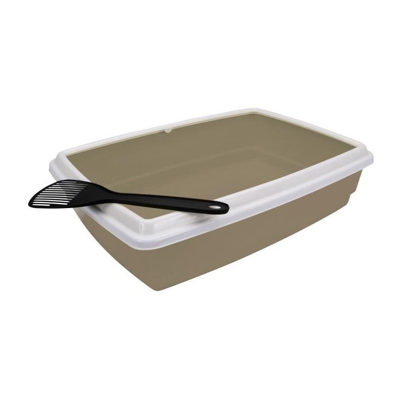 Bac a litiere avec rebord + Pelle - AIME - Pour chat - Taupe - 44 x 34 Bac a litiere avec rebord + Pelle - AIME - Pour chat - Taupe - 44 x 34