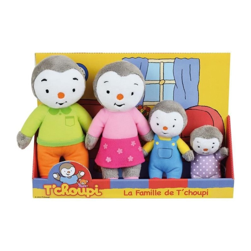 Coffret famille 4 Peluches - T'Choupi - JEMINI - +/- 19 cm Coffret famille 4 Peluches - T'Choupi - JEMINI - +/- 19 cm