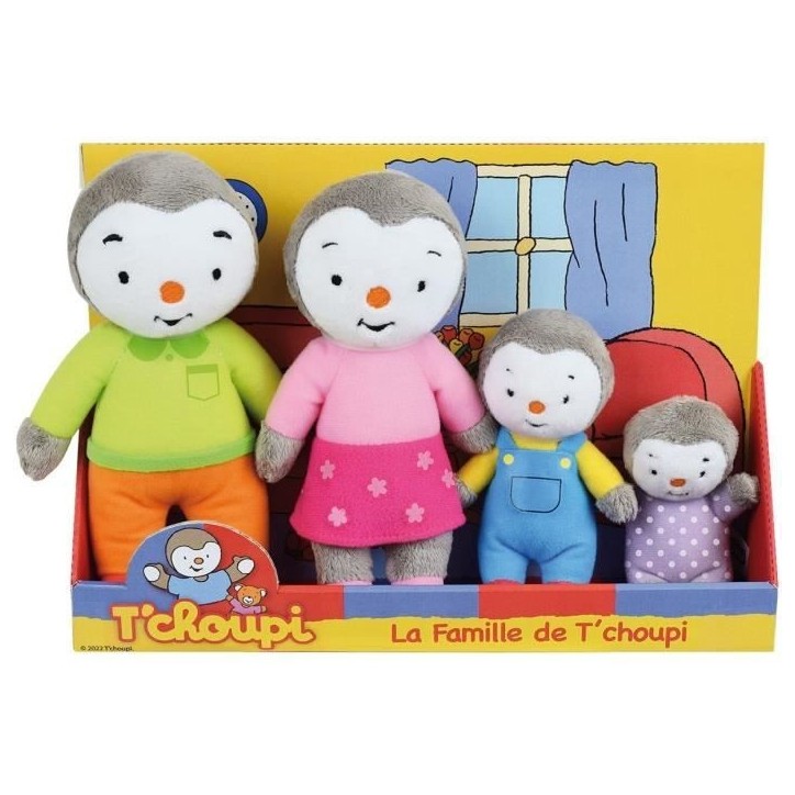 Coffret famille 4 Peluches - T'Choupi - JEMINI - +/- 19 cm Coffret famille 4 Peluches - T'Choupi - JEMINI - +/- 19 cm