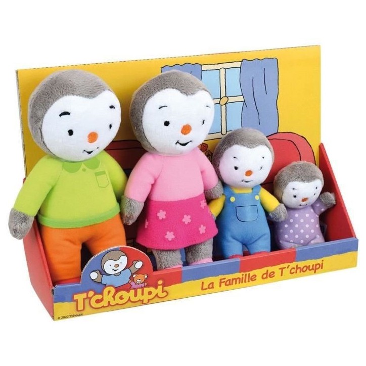 Coffret famille 4 Peluches - T'Choupi - JEMINI - +/- 19 cm Coffret famille 4 Peluches - T'Choupi - JEMINI - +/- 19 cm