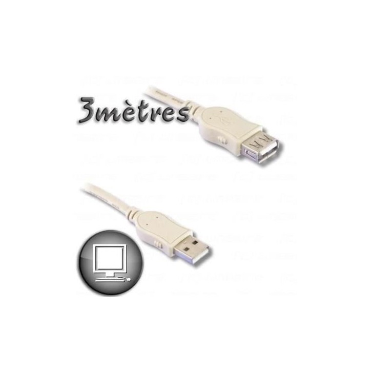 Câble Rallonge USB 2.0 A mâle / A femelle 3m Câble Rallonge USB 2.0 A mâle / A femelle 3m
