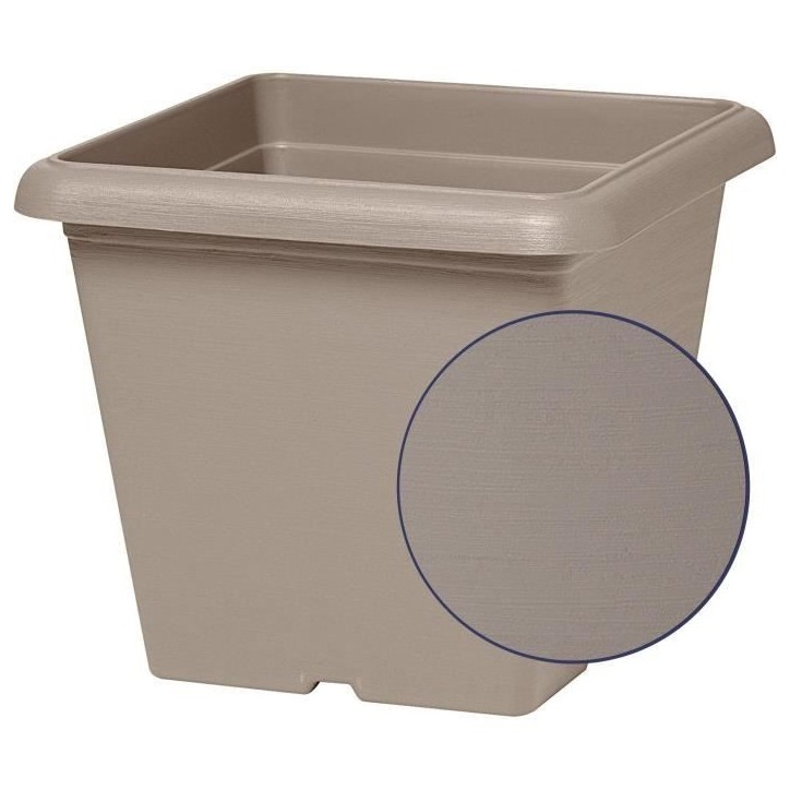 Pot de fleurs carré - GARDEN ID - Teramo Taupe - 40 x 35 cm - Résistant aux Rayures - Effet Pierre - Avec Trous Pot de fleurs carré - GARDEN ID - Teramo Taupe - 40 x 35 cm - Résistant aux Rayures - Effet Pierre - Avec Trous