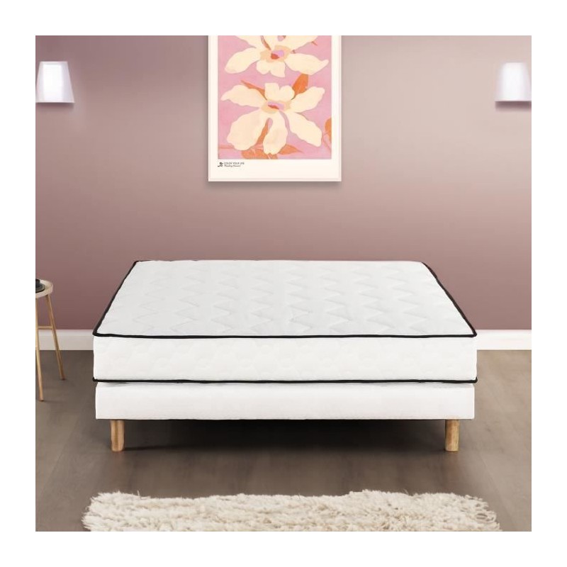 Ensemble matelas sommier 140 x 200 cm Hauteur 24 cm - ressorts ensach