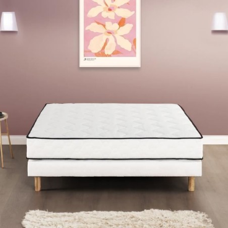 Ensemble matelas sommier 140 x 200 cm Hauteur 24 cm - ressorts ensach