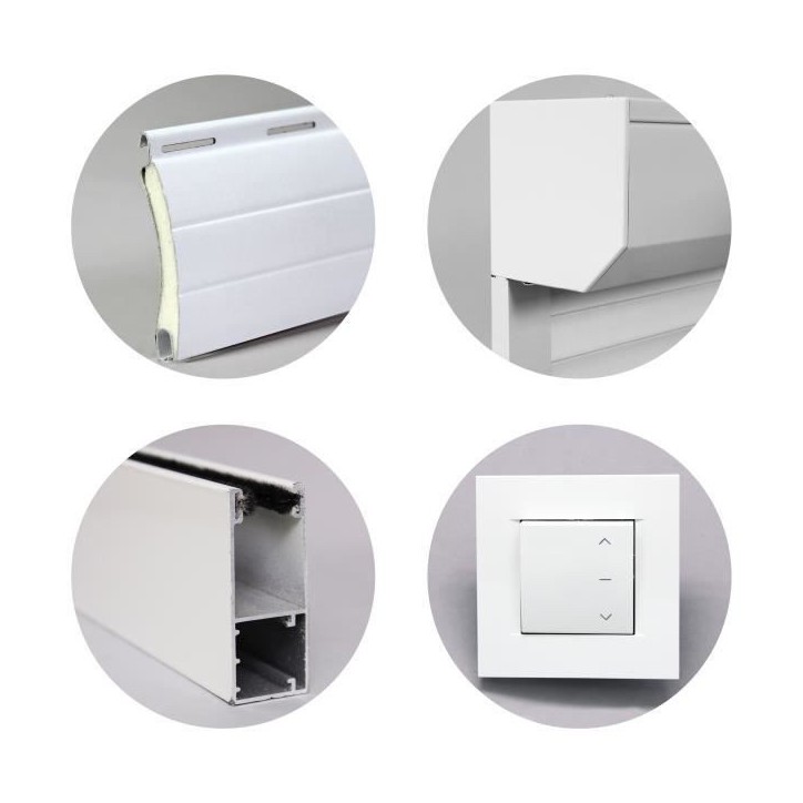 Volet roulant H120 cm x L100 cm en aluminium recoupable en largeur et hauteur - Manoeuvre électrique filaire - Coloris Blanc - Volet roulant H120 cm x L100 cm en aluminium recoupable en largeur et hauteur - Manoeuvre électrique filaire - Coloris Blanc -