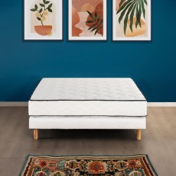 Ensemble matelas sommier 140 x 190 cm Hauteur 19 cm - ressorts ensach
