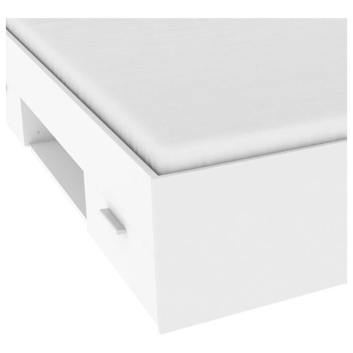 Demeyere Lit adulte MICHIGAN - 160 x 200 cm - Multiples rangements - Blanc Demeyere Lit adulte MICHIGAN - 160 x 200 cm - Multiples rangements - Blanc