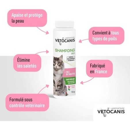 Shampoing sec - VETOCANIS - 150gr pour Chat