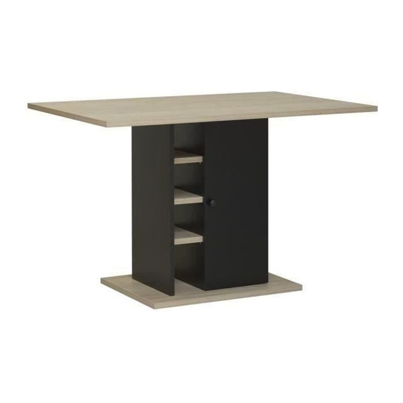 Table a manger rectangulaire avec rangement 1 porte - Décor chene et Table a manger rectangulaire avec rangement 1 porte - Décor chene et