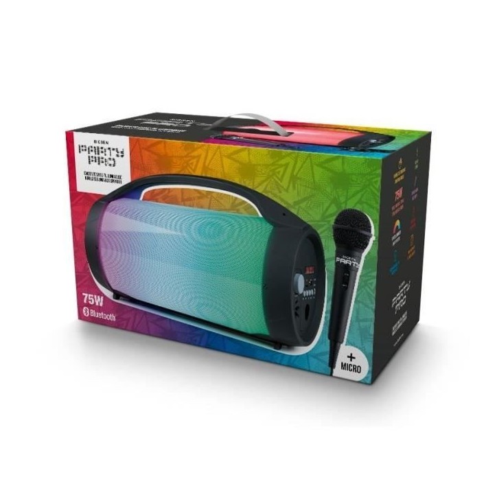 Enceinte sans fil BIGBEN PARTYBTPRO - Bluetooth - USB - Micro SD - AUX-IN - 38cm - 75W - Avec micro filaire Enceinte sans fil BIGBEN PARTYBTPRO - Bluetooth - USB - Micro SD - AUX-IN - 38cm - 75W - Avec micro filaire