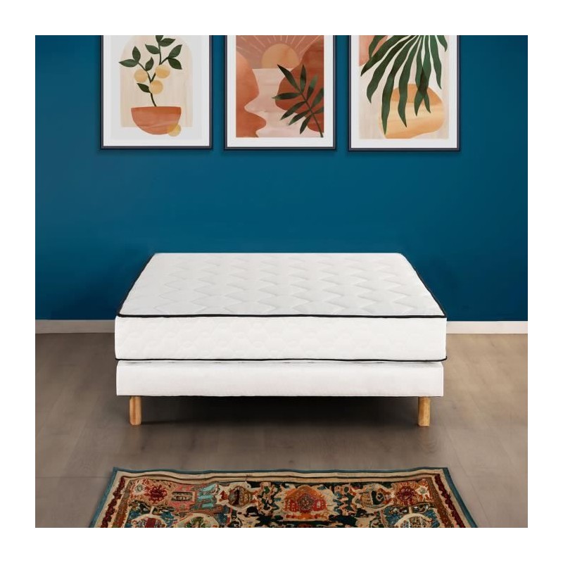 Ensemble matelas sommier 160 x 200 cm Hauteur 19 cm - ressorts ensach Ensemble matelas sommier 160 x 200 cm Hauteur 19 cm - ressorts ensach