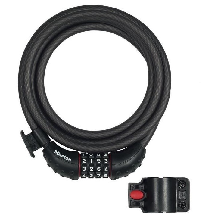 Antivol pour vélo - MASTER LOCK - 8120EURDPRO - Câble torsadé en acier - 1,8 m de longueur Antivol pour vélo - MASTER LOCK - 8120EURDPRO - Câble torsadé en acier - 1,8 m de longueur