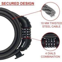 Antivol pour vélo - MASTER LOCK - 8120EURDPRO - Câble torsadé en ac