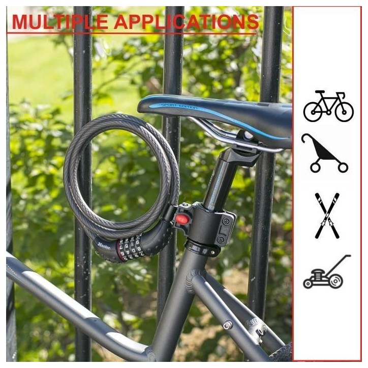 Antivol pour vélo - MASTER LOCK - 8120EURDPRO - Câble torsadé en acier - 1,8 m de longueur Antivol pour vélo - MASTER LOCK - 8120EURDPRO - Câble torsadé en acier - 1,8 m de longueur