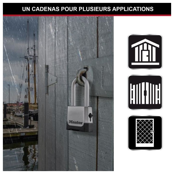 Cadenas Haute Sécurité - MASTER LOCK - M176EURDLH - Zinc - Anse XL - Extérieur Cadenas Haute Sécurité - MASTER LOCK - M176EURDLH - Zinc - Anse XL - Extérieur