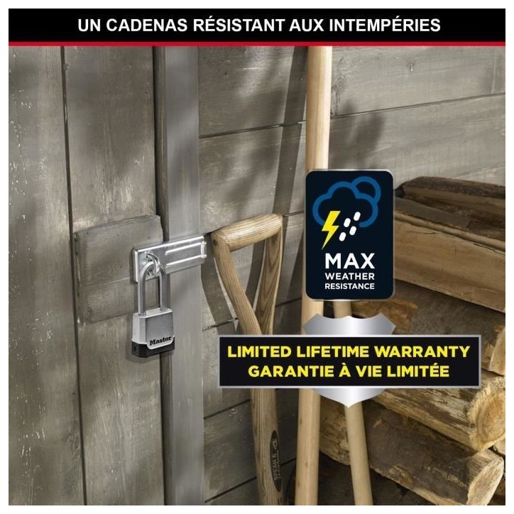 Cadenas Haute Sécurité - MASTER LOCK - M176EURDLH - Zinc - Anse XL - Extérieur Cadenas Haute Sécurité - MASTER LOCK - M176EURDLH - Zinc - Anse XL - Extérieur