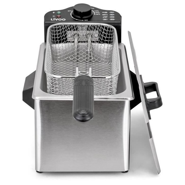 Friteuse 3 L - LIVOO - DOC216 - 2000W - 3L - Cuve amovible en acier inoxydable - Panier a friture amovible - Thermostat réglabl