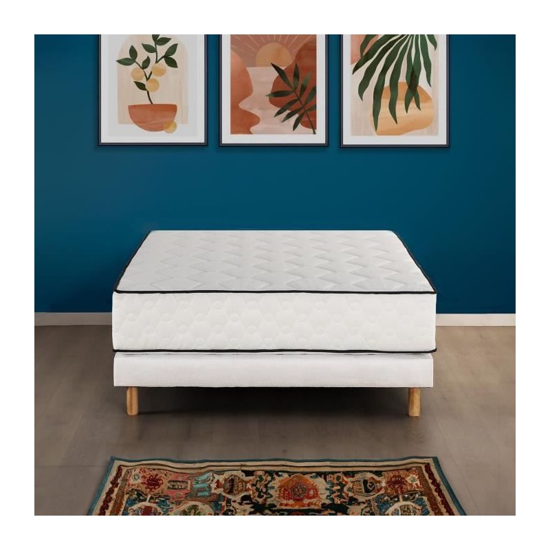 Ensemble matelas sommier 140 x 190 cm Hauteur 27 cm - ressorts ensach Ensemble matelas sommier 140 x 190 cm Hauteur 27 cm - ressorts ensach