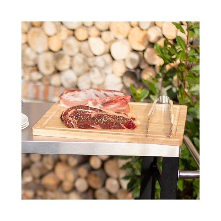 Planche a découper - LIVOO - MES141 - Bois d'hévéa - Taille XXL - 46 x 46 cm - Rigole intégrée