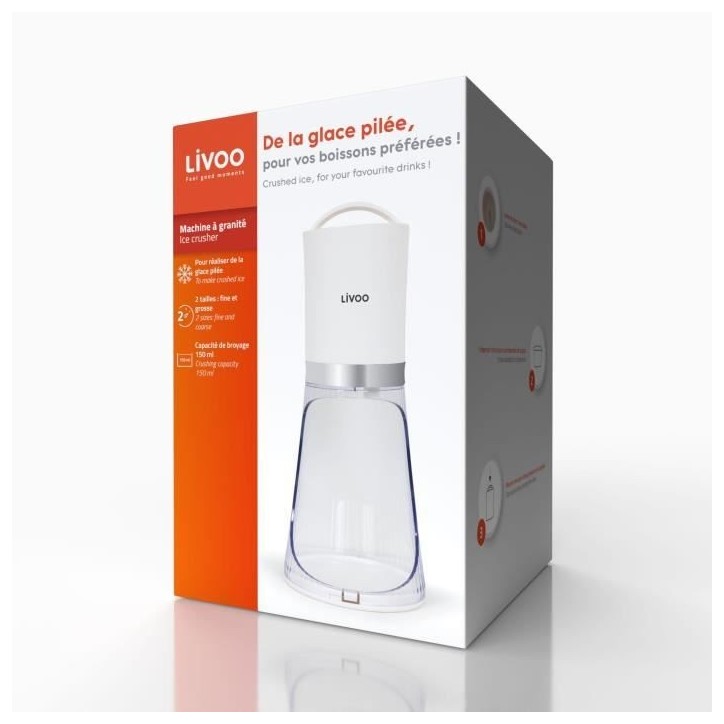 Appareil a glace pilée - LIVOO - DOM462 - 150 mL - 2 tailles - Mise en route automatique - Réservoir - Lame en acier inoxydabl Appareil a glace pilée - LIVOO - DOM462 - 150 mL - 2 tailles - Mise en route automatique - Réservoir - Lame en acier inoxydabl