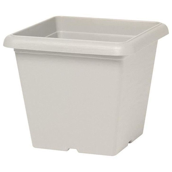 Pot de fleurs carré - GARDEN ID - Teramo white stone - 40 x 35 cm - Résistant aux Rayures - Effet Pierre - Avec Trous