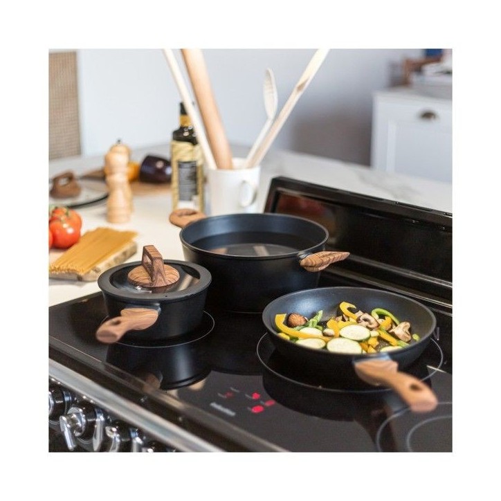 Batterie de cuisine - Induction - LIVOO - MEP147 - Aluminium antiadhésif - 5 pieces - 1 casserole Ø16 - 1 poele Ø24 - 1 faito Batterie de cuisine - Induction - LIVOO - MEP147 - Aluminium antiadhésif - 5 pieces - 1 casserole Ø16 - 1 poele Ø24 - 1 faito