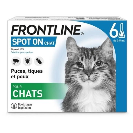 Frontline Spot On chat - Anti-puces anti-tiques pour chat - 6 pipettes