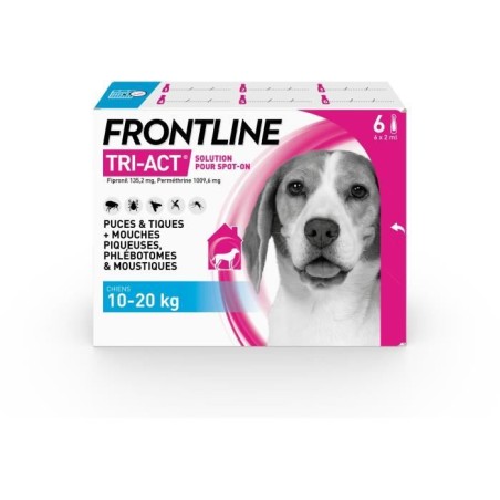 Frontline Tri-Act chien - Anti-puces anti-tiques pour chien M - 10-20k