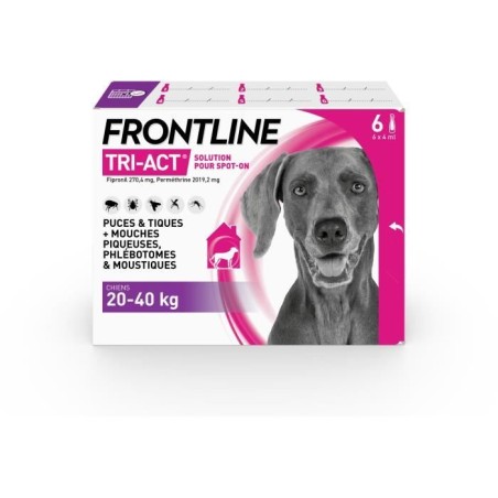 Frontline Tri-Act chien - Anti-puces anti-tiques pour chien L - 20-40k