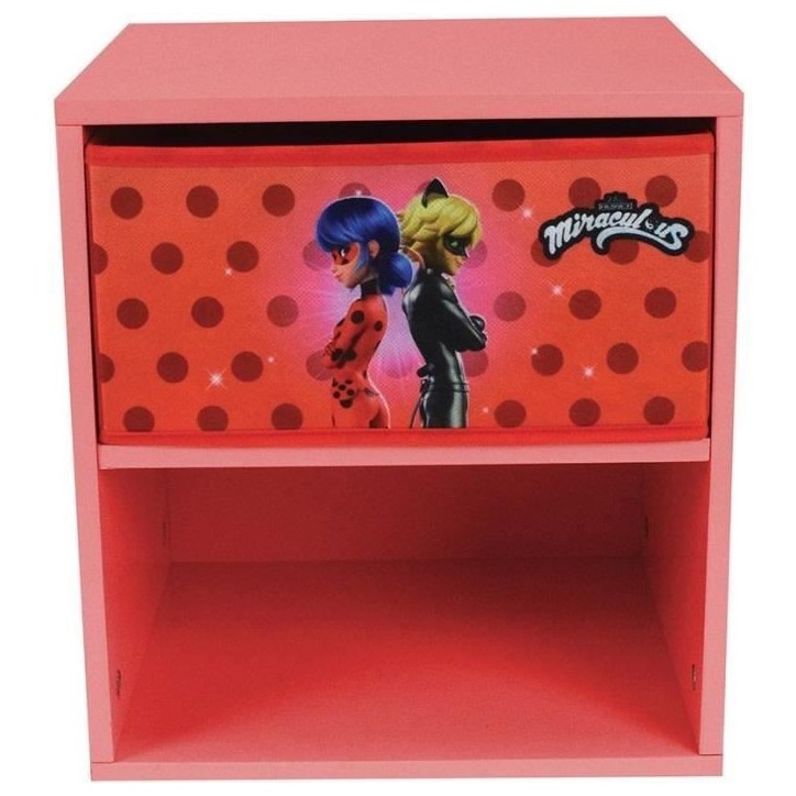 Fun house miraculous ladybug chevet avec tiroir h.36 x l.33 x p. 30 cm Fun house miraculous ladybug chevet avec tiroir h.36 x l.33 x p. 30 cm