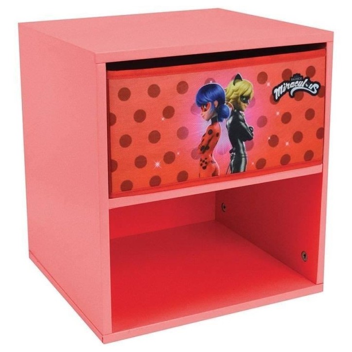 Fun house miraculous ladybug chevet avec tiroir h.36 x l.33 x p. 30 cm Fun house miraculous ladybug chevet avec tiroir h.36 x l.33 x p. 30 cm