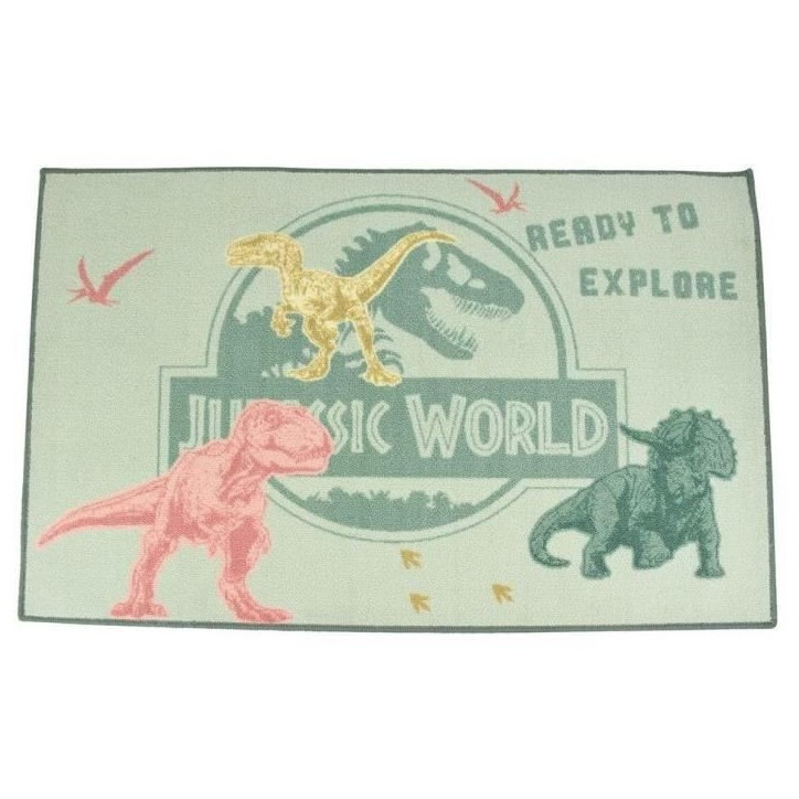Tapis Dinosaure - FUN HOUSE - Jurassic World - 120x80 cm - Multicolore - Lavable en surface