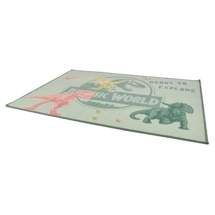 Tapis Dinosaure - FUN HOUSE - Jurassic World - 120x80 cm - Multicolore - Lavable en surface