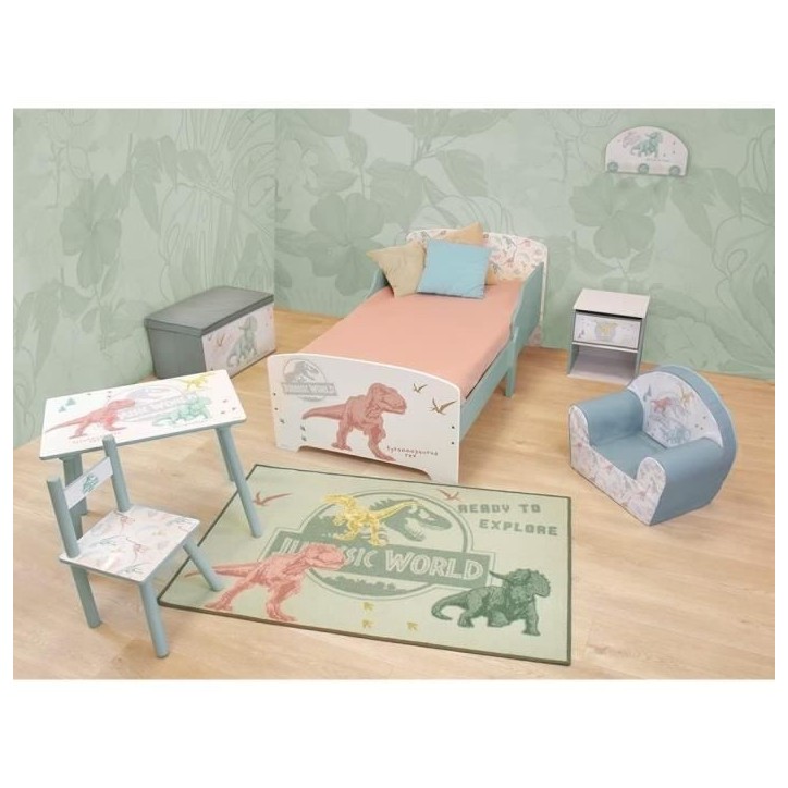 Tapis Dinosaure - FUN HOUSE - Jurassic World - 120x80 cm - Multicolore - Lavable en surface