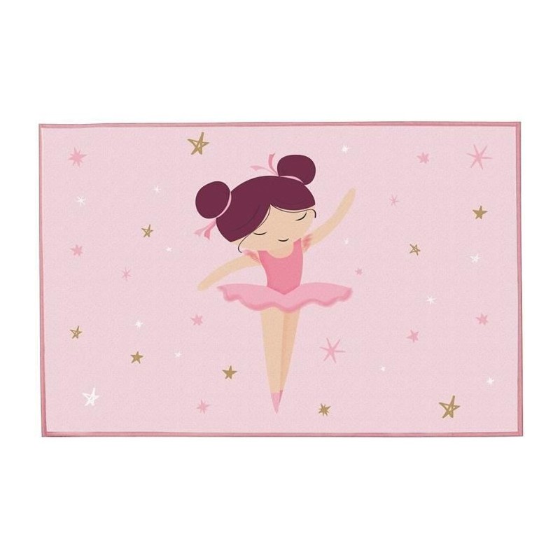 Tapis - FUN HOUSE - Danseuse Ballerine - 120 x 80 cm - Rose - Rectangu