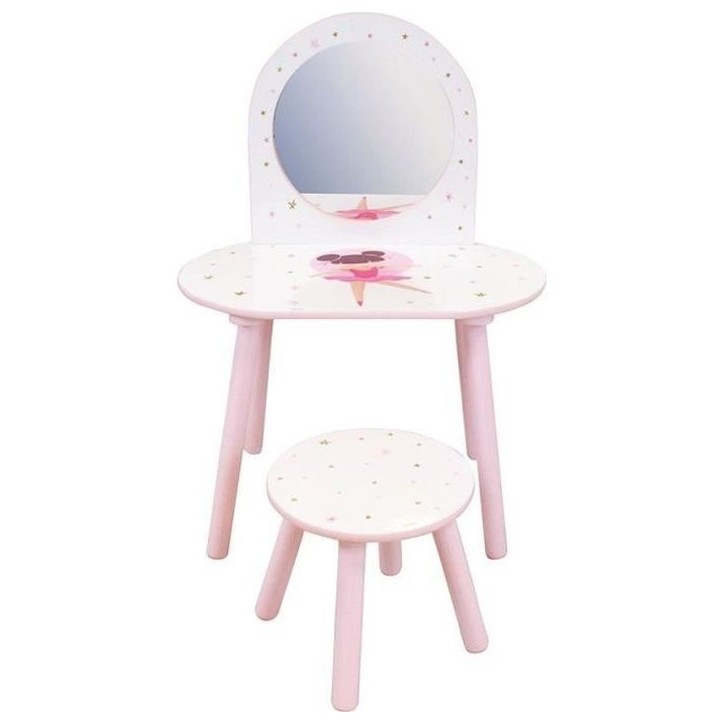 Coiffeuse avec tabouret - Danseuse Ballerine - FUN HOUSE - H.48 X L.60 X P.40 / H.27 X L.28 X P.28 cm Coiffeuse avec tabouret - Danseuse Ballerine - FUN HOUSE - H.48 X L.60 X P.40 / H.27 X L.28 X P.28 cm