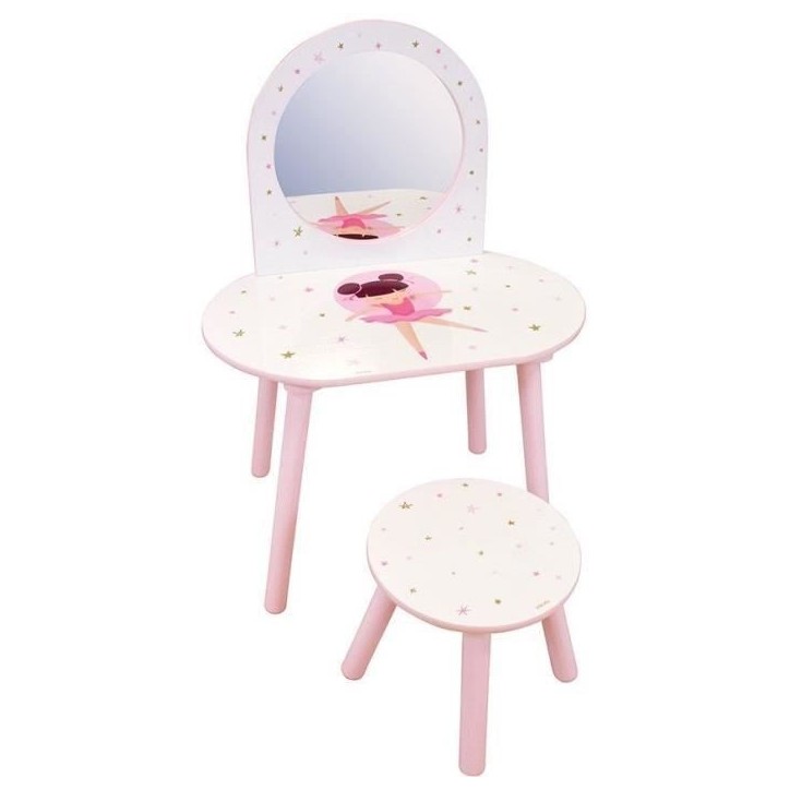 Coiffeuse avec tabouret - Danseuse Ballerine - FUN HOUSE - H.48 X L.60 X P.40 / H.27 X L.28 X P.28 cm Coiffeuse avec tabouret - Danseuse Ballerine - FUN HOUSE - H.48 X L.60 X P.40 / H.27 X L.28 X P.28 cm