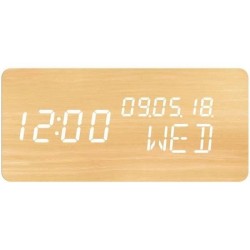 Réveil 4 en 1 - EVOOM - Modele WOOD - Horloge, Thermometre, Calendrie