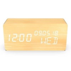 Réveil 4 en 1 - EVOOM - Modele WOOD - Horloge, Thermometre, Calendrie