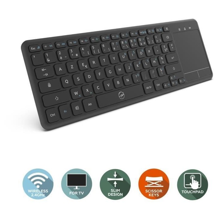 Clavier sans fil - MOBILITY - Noir - Azerty - USB 2.4 GHz - Compatible Smart TV Clavier sans fil - MOBILITY - Noir - Azerty - USB 2.4 GHz - Compatible Smart TV