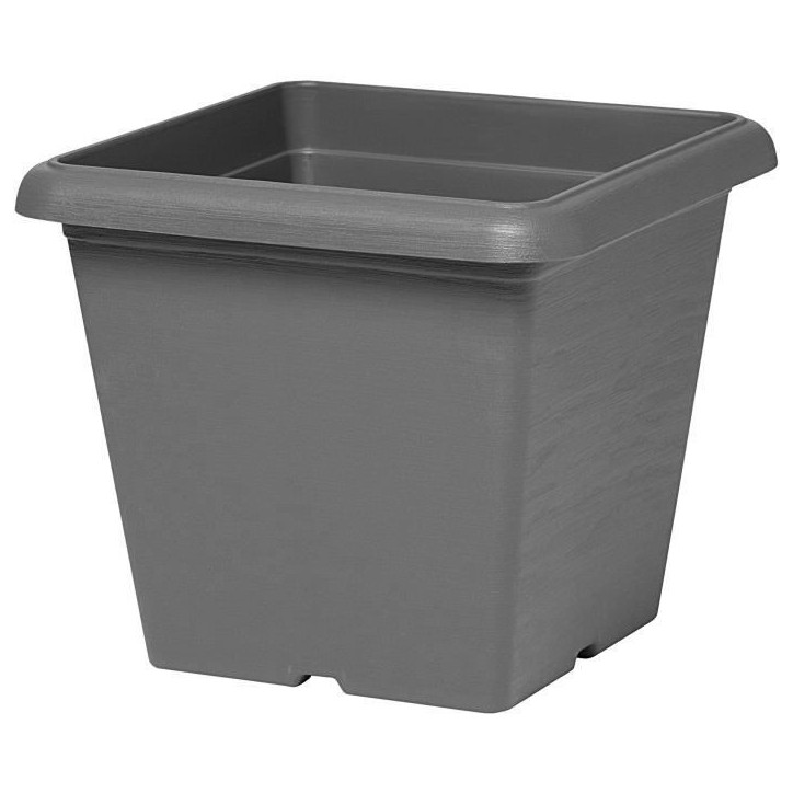 Pot de fleurs carré - GARDEN ID - Teramo noir-anthracite - 40 x 35 cm - Résistant aux Rayures - Effet Pierre - Avec Trous