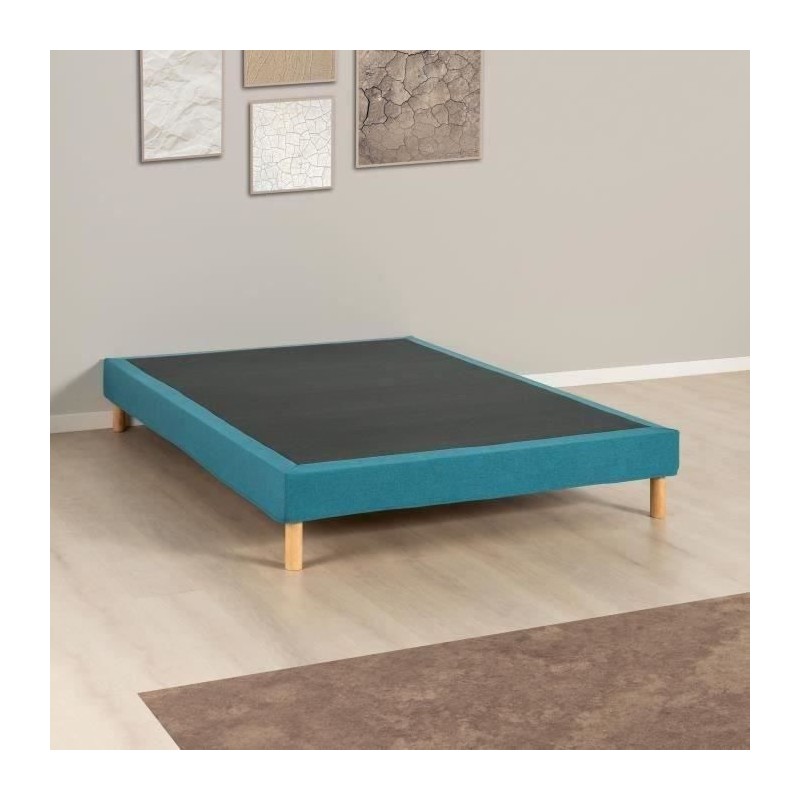 Sommier tapissier - 140x190 cm - Bleu turquoise - Kit - DEKO DREAM Eaz Sommier tapissier - 140x190 cm - Bleu turquoise - Kit - DEKO DREAM Eaz