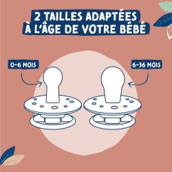 Duo sucettes caoutchouc - DODIE - GAIA - Ronde - 0/6 mois - Bord de me