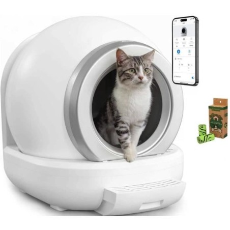 KITTY - Litiere autonettoyante pour chats 65 L démontable et lavable