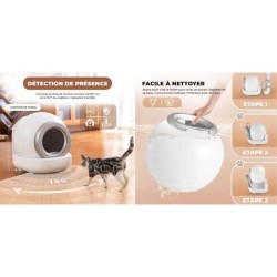 KITTY - Litiere autonettoyante pour chats 65 L démontable et lavable