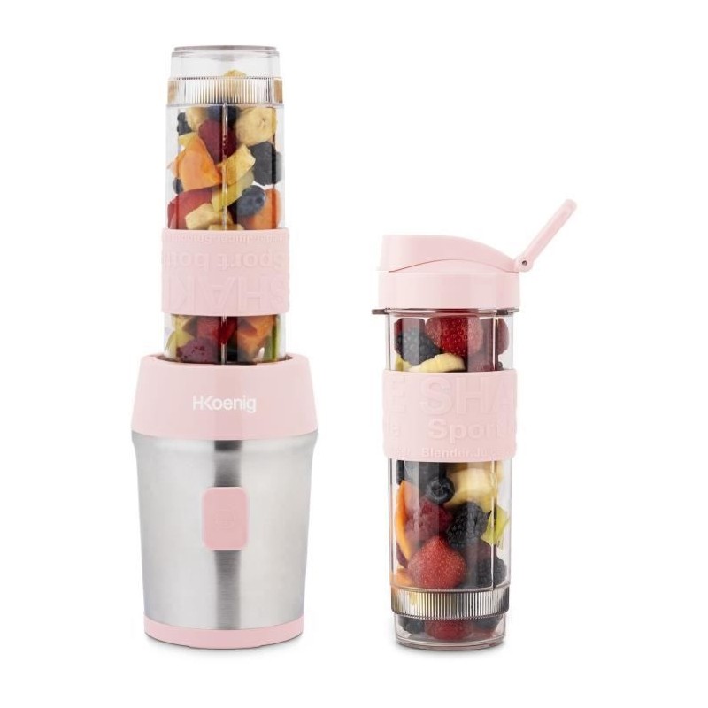 Mini blender - H.KoeNIG - SMOO12 - 300 W - 570 mL - Rose pastel - 2 go Mini blender - H.KoeNIG - SMOO12 - 300 W - 570 mL - Rose pastel - 2 go